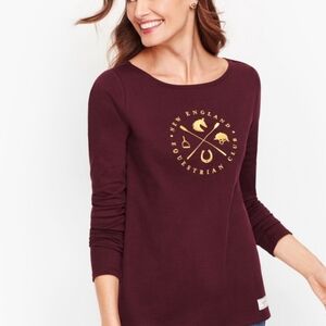 Talbots Boat Neck Long Sleeve Tee New England Equestrian Club Size Medium
